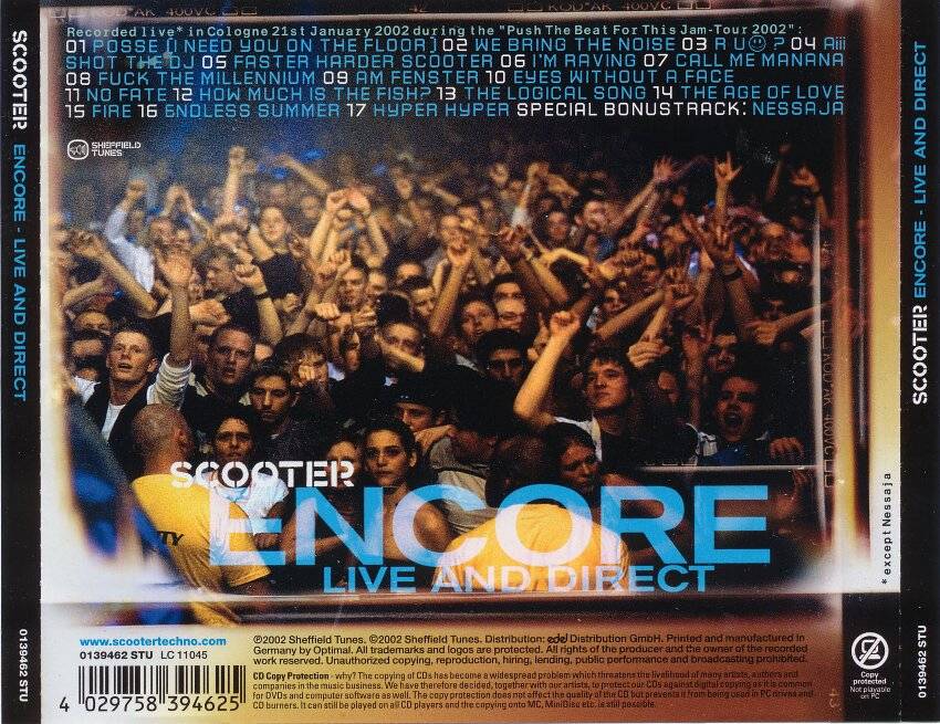 Scooter Encore Live And Direct back